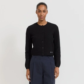 Mila Cardigan Black Layered Neckline