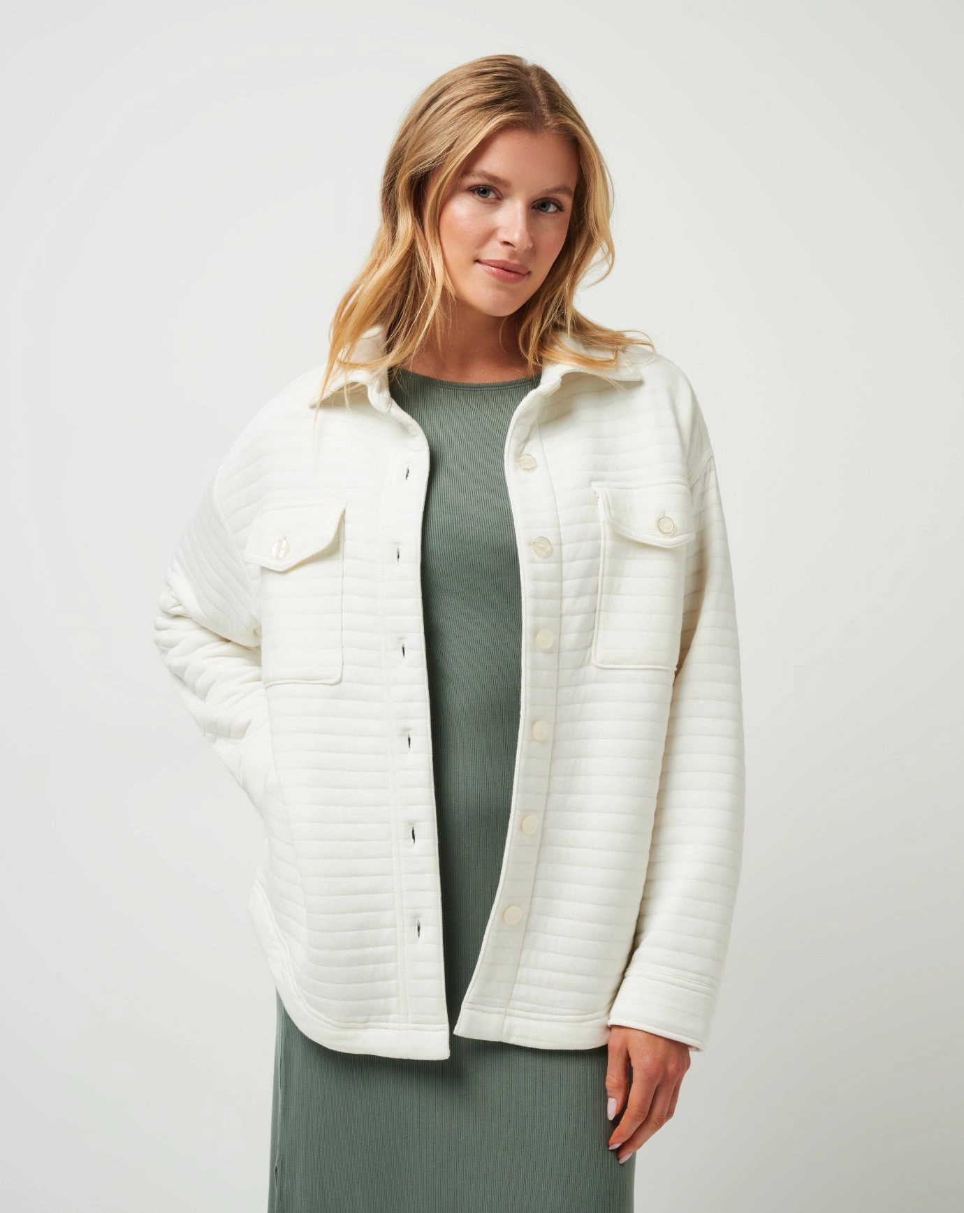 Golden Glow Shacket Water Repellent Coating Eco Friendly Recycled Material