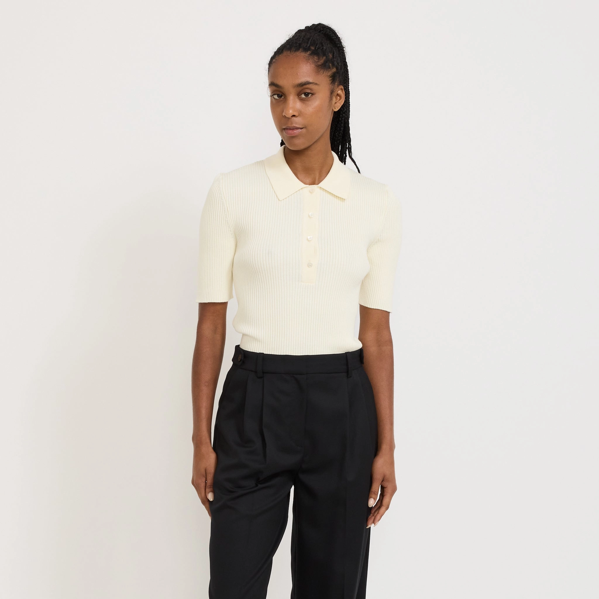 Danae Polo Off White Soft Knit Wear
