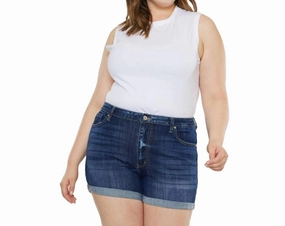 Hazel Denim Shorts - Plus In Dark Wash Eco Friendly Dye Retro Style