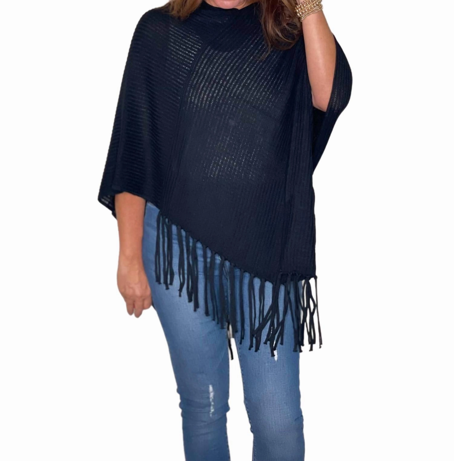 Cozy and Soft Olympia Poncho In Black