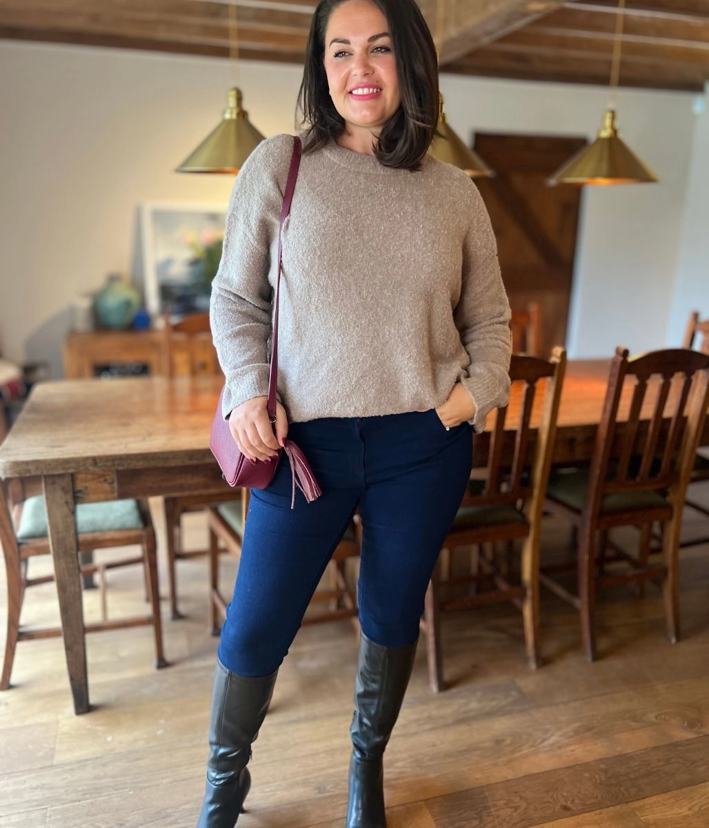 Mink Boucle Knit Jumper Sleek Comfort Fit