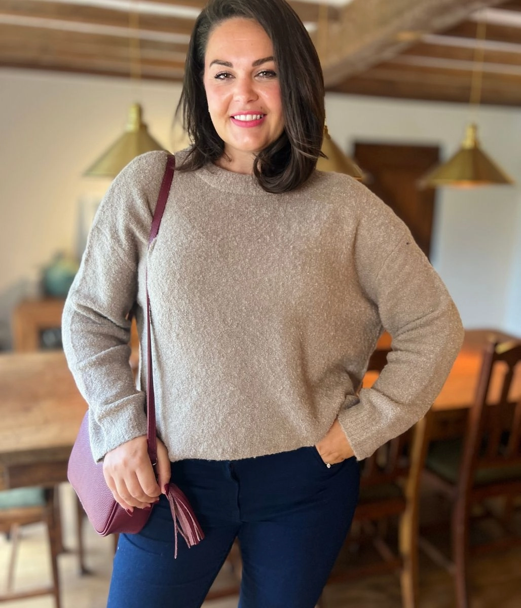 Mink Boucle Knit Jumper Snug Layer Comfort Knit Piece