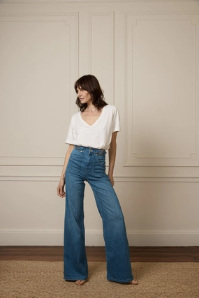 Minnie The High Top Wide Leg Flared Jeans - Lazy Afternoon Low Impact Dye Smart Casual Neutral