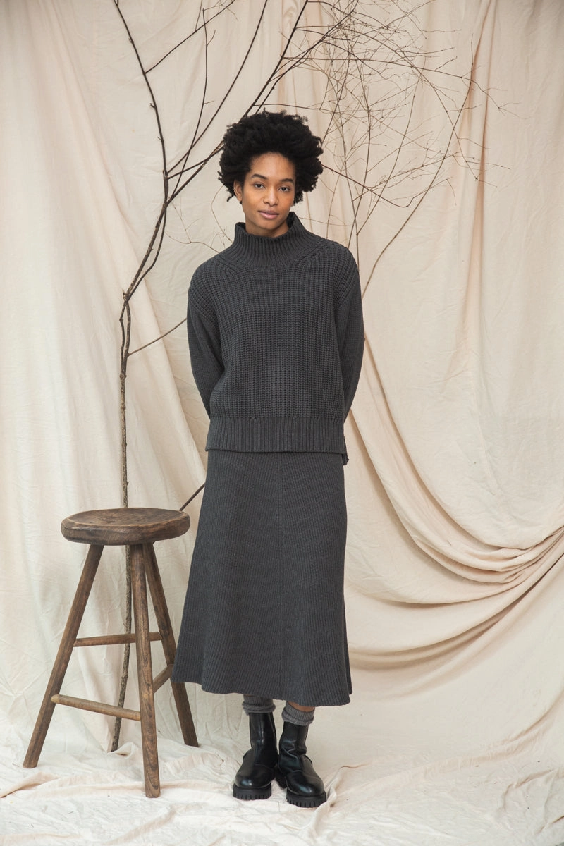 Mio Organic Cotton Knitted Skirt in Grey Marl BreathableLining ReflectiveTrim