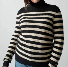 Morrissey Stripe Turtleneck In Jet fuzzy texture