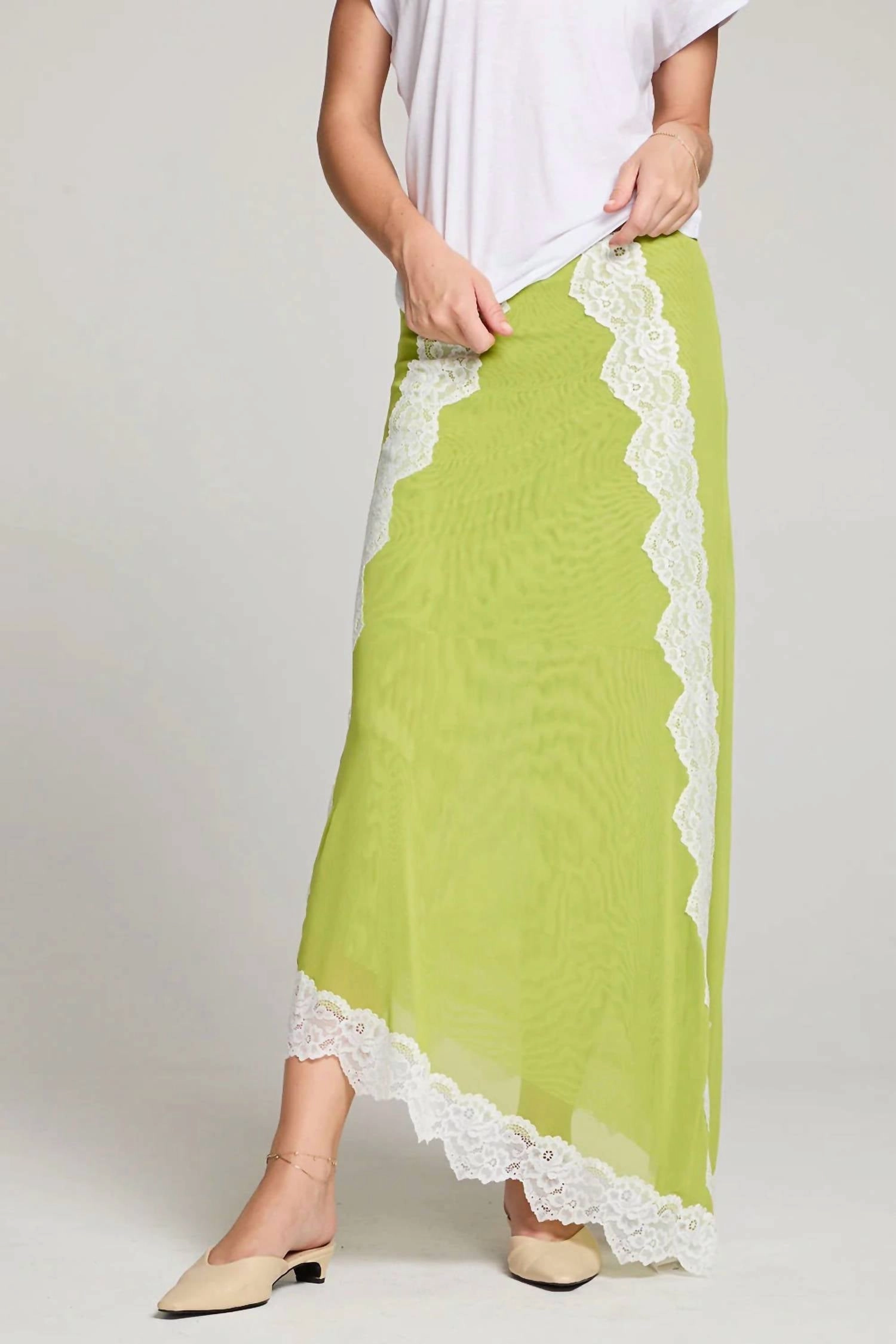 Amber Midi Skirt In Chartreuse quick dry