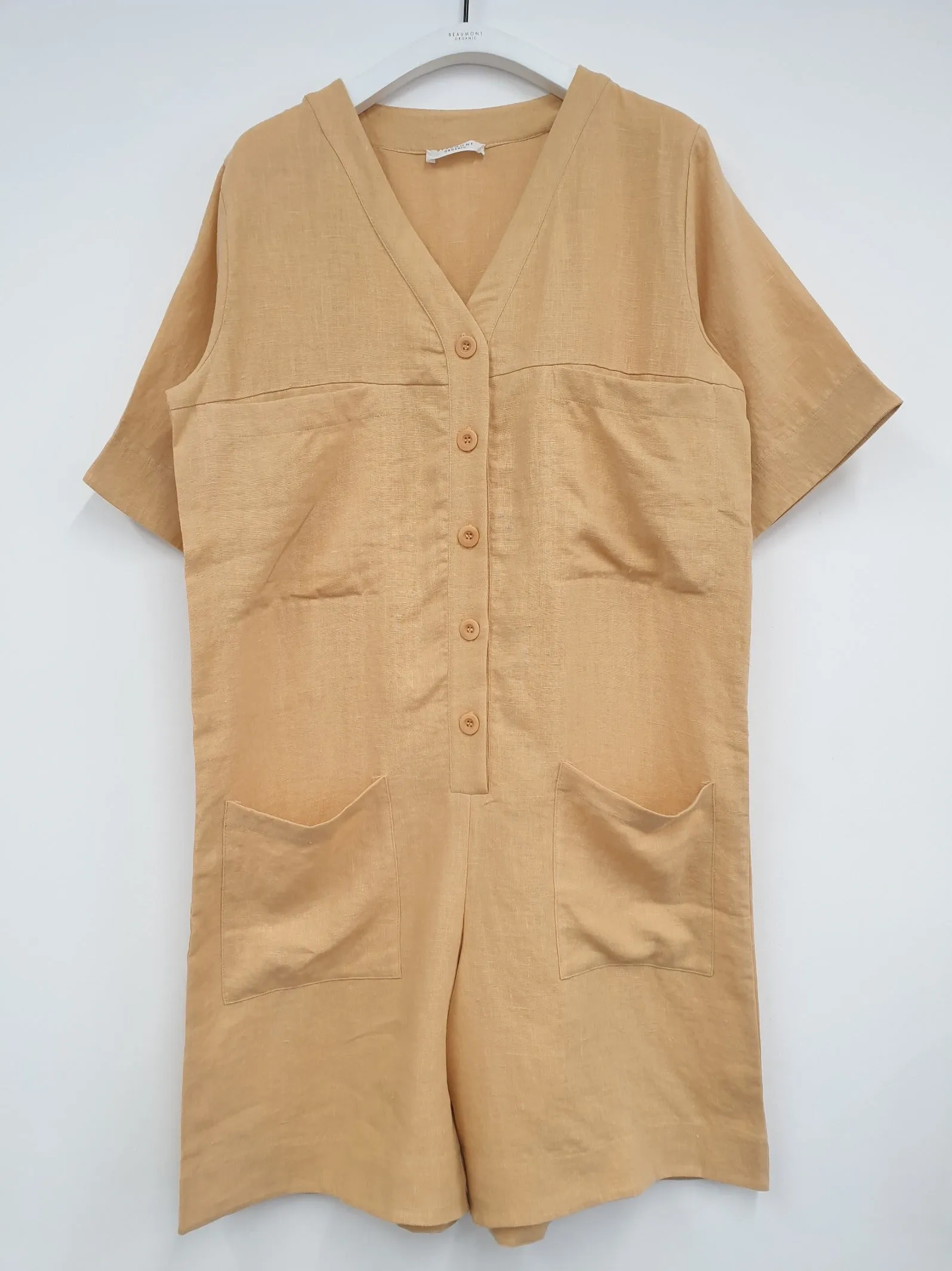 slim cut Simple Cut Nadia Linen Playsuit In Sunflower