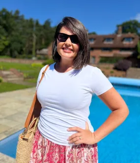 OrganicCottonBlend Yarn Dye Stripe White Basic Crew Neck Tee