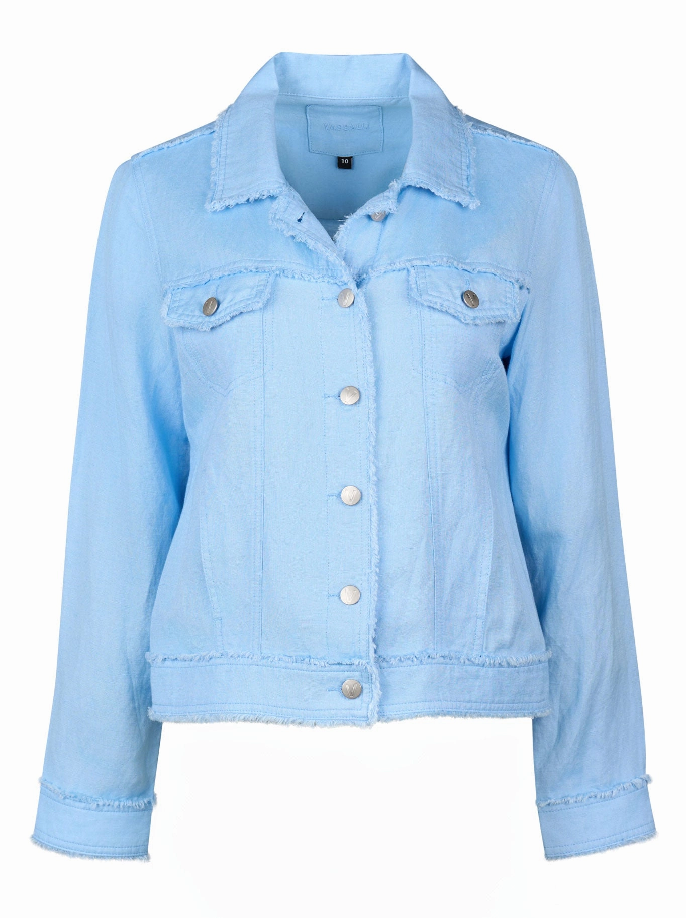 Evening Chill Piece High Collar Windguard VASSALLI FRAYED LINEN JACKET