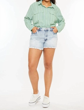 Ultra Soft Touch Tagless Design Mom Fit Denim Shorts - Plus In Light Wash