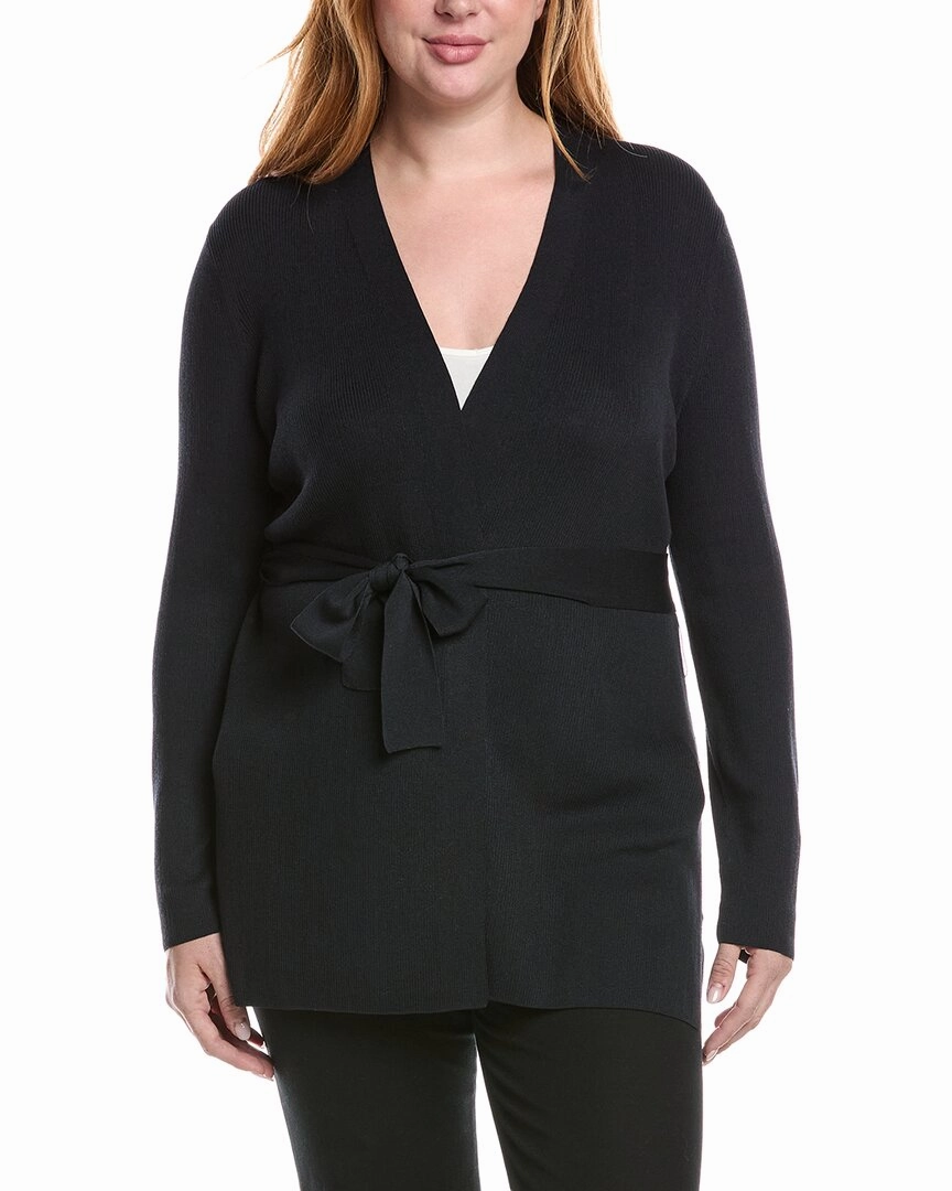Stylish Knit Look winter warmth Lafayette 148 New York Belted Rib Silk-Blend Cardigan