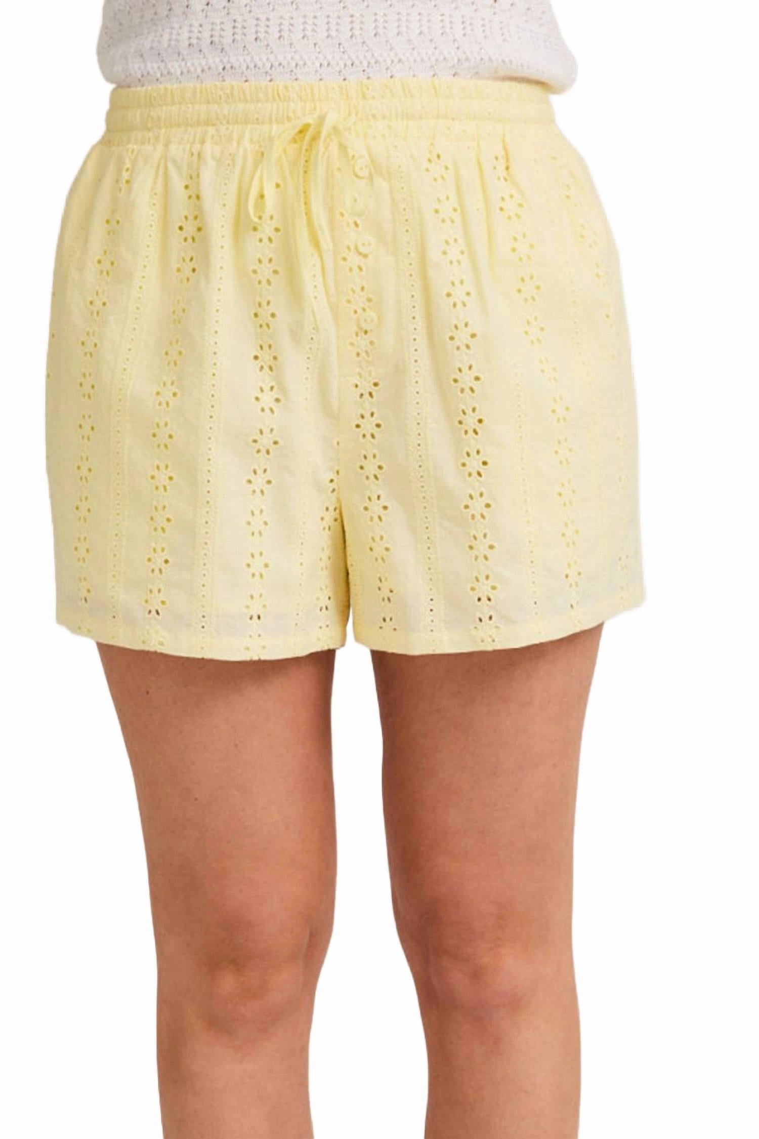 cardigan Flexible Stretch Waist Women's Eyelet Boxer Shorts In Butter