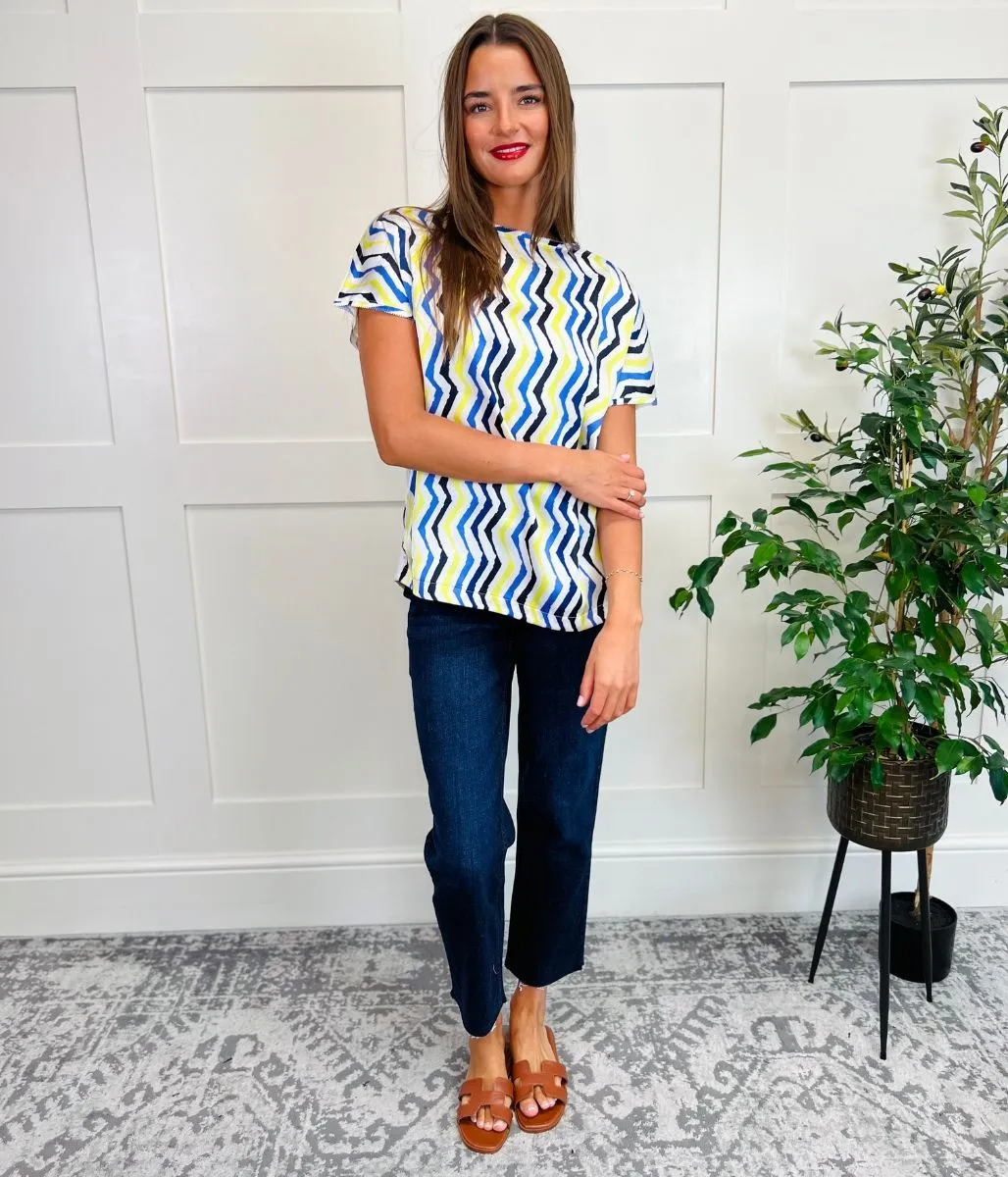 Zig Zag Satin Front Top Microfiber Material Casual Pullover