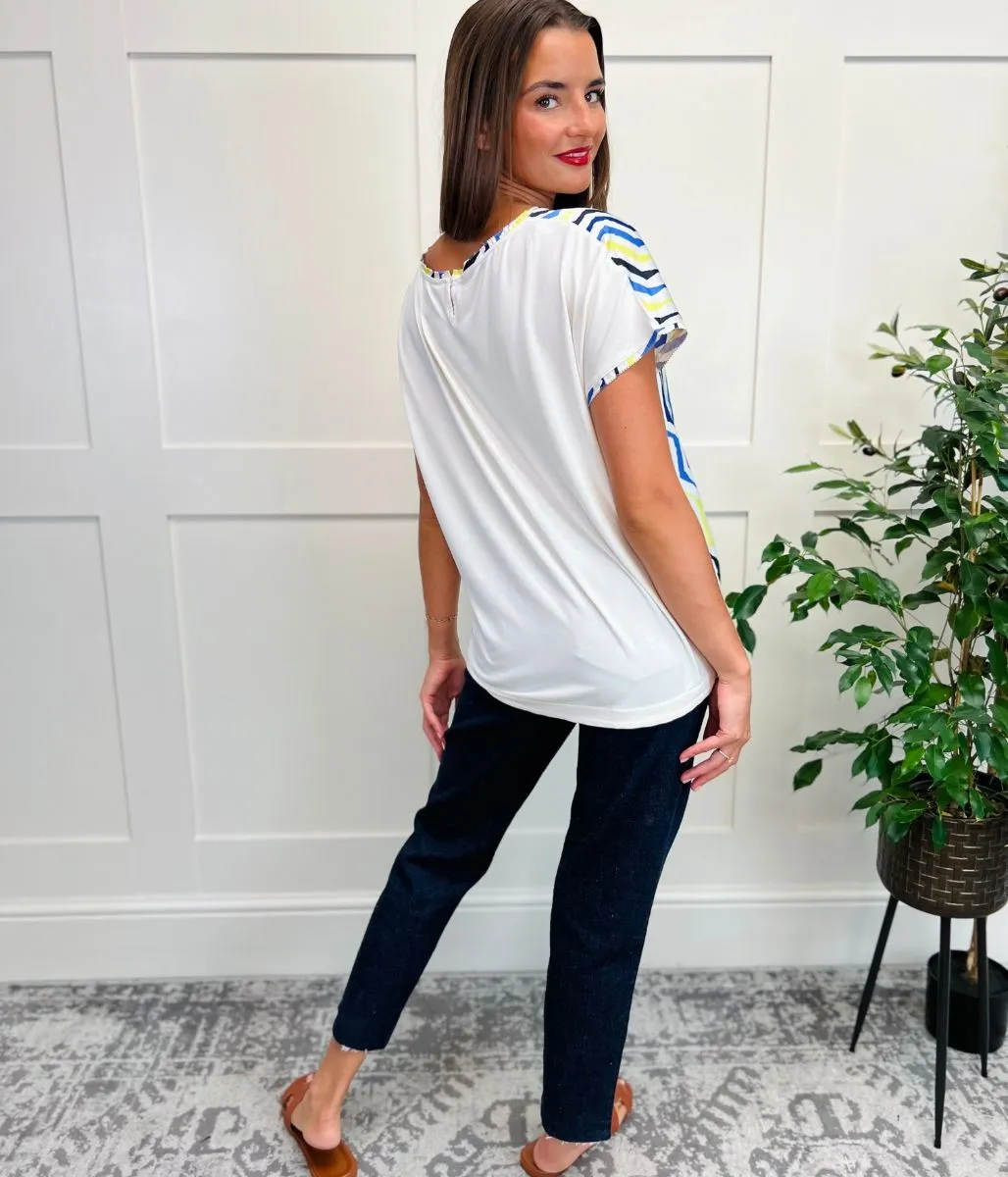 EcoFriendlyDye Loose Blouse Zig Zag Satin Front Top