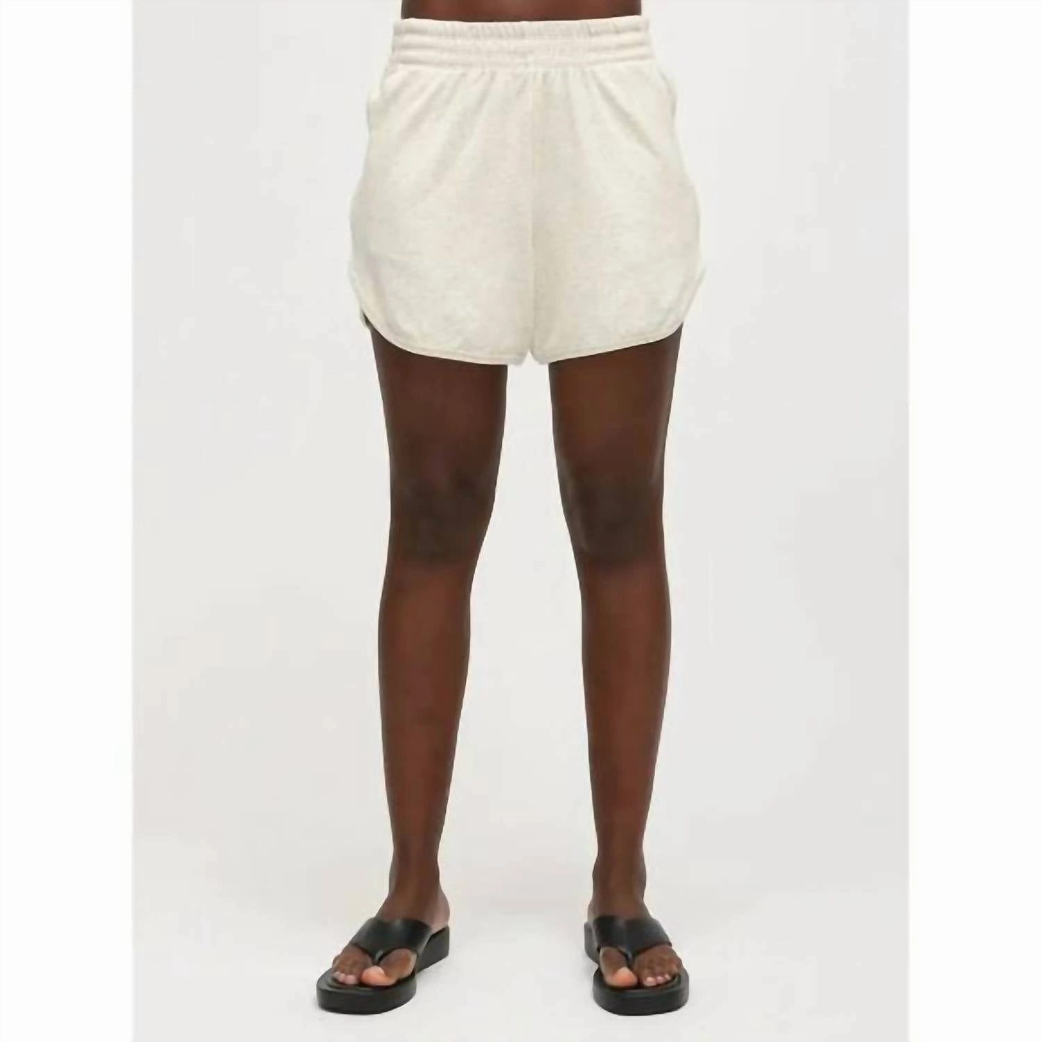 Track Terry Short In Oatmeal Striped Pattern