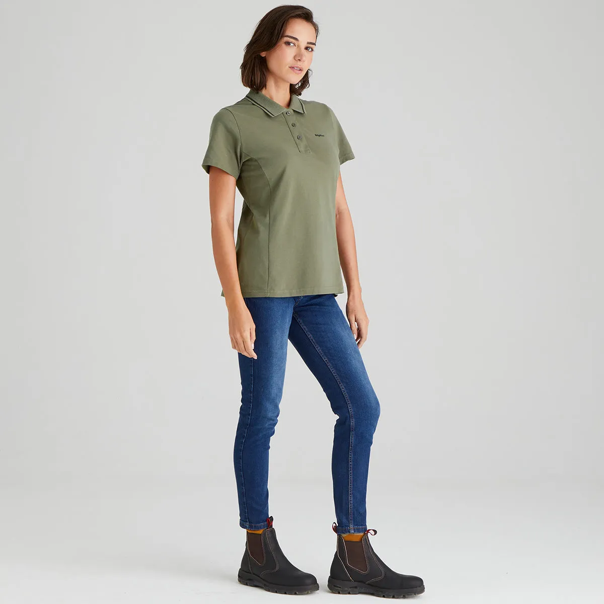 Women's Kilworth Polo Shirt Smokey Olive TaglessCollars NonScratchyLining