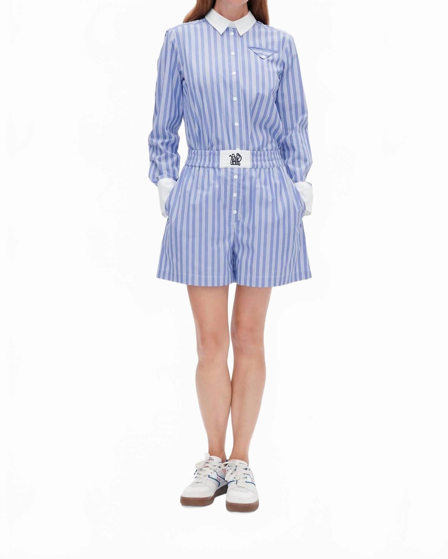 Natie Shorts In Wedge Blue Stripe Breathable mesh