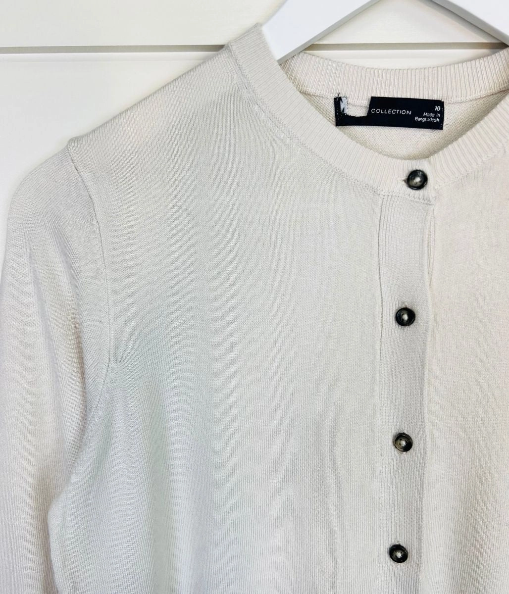 Comfy Warmth Natural Classic Round Neck Cardigan