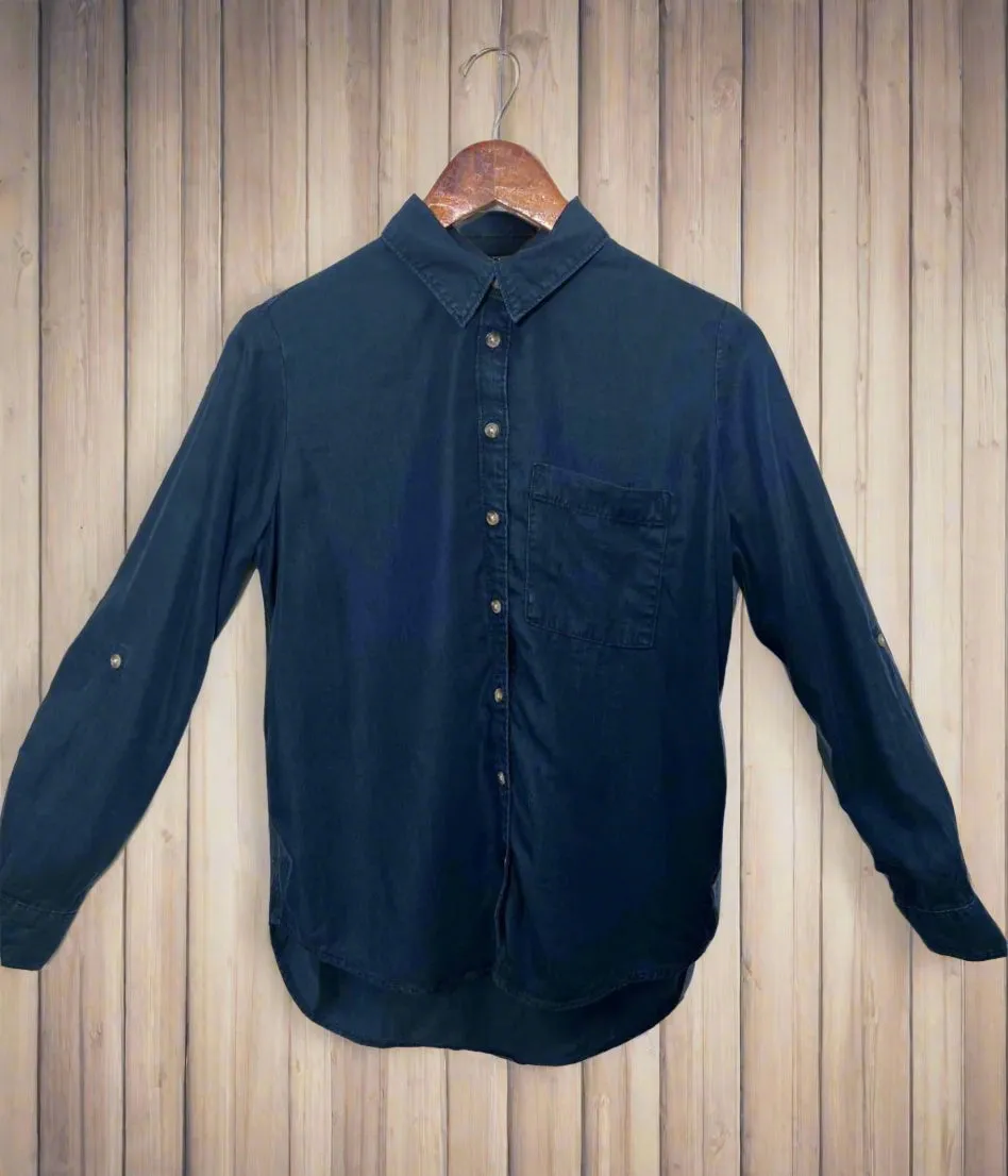Navy Denim Lyocell Shirt Sporty Look Odor Control Fabric