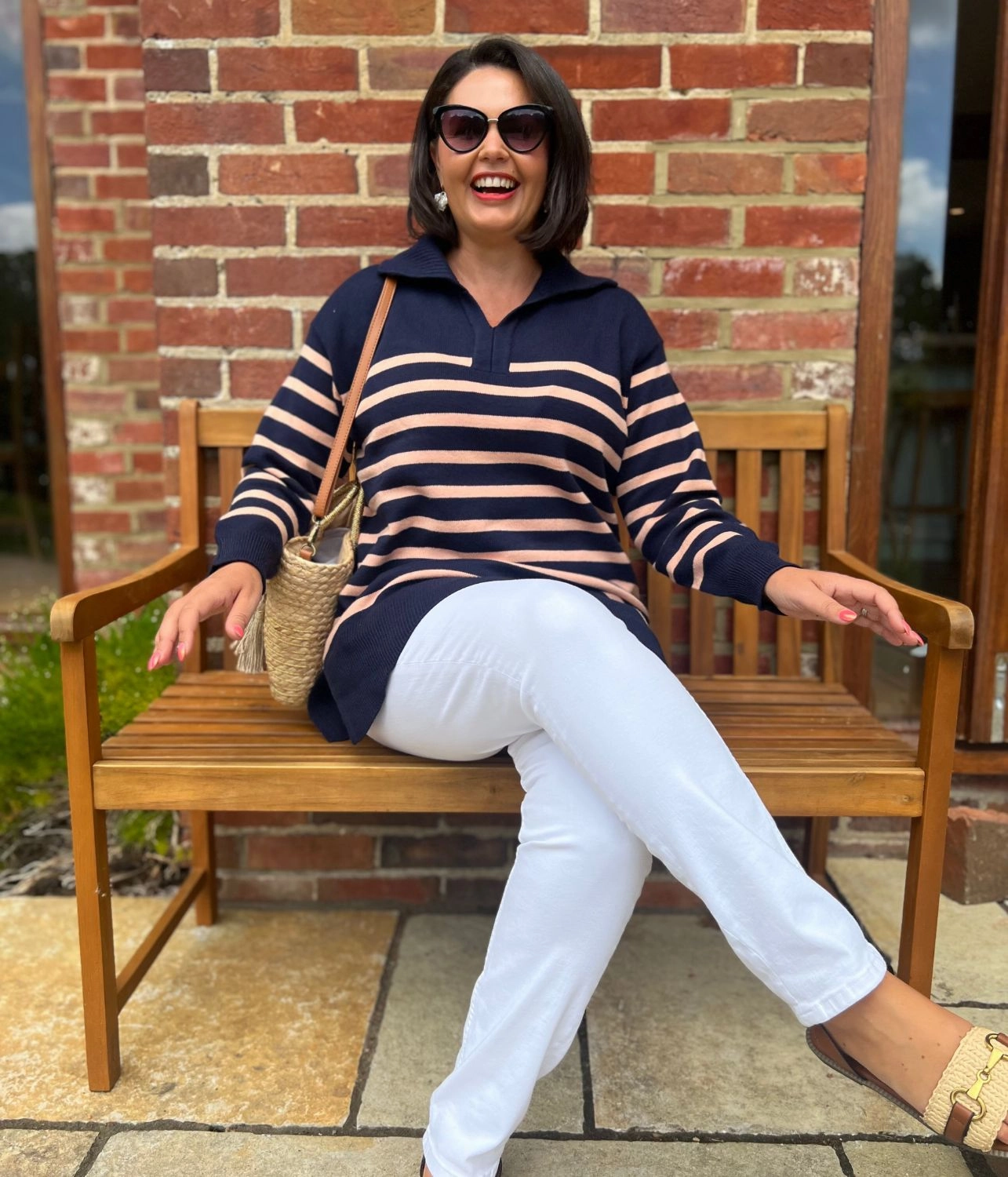 Chill Style Navy & Pink Striped Rayon Blend Jumper