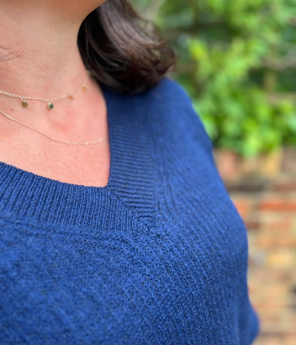 Navy Ribbed V Neck Jumper Cozy Warm Layer Everyday Fit