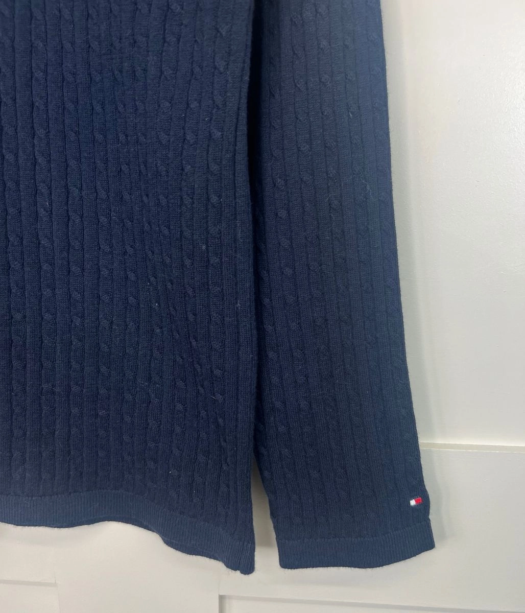 Effortless Comfort Wear Navy V Neck Cable Twist Jumper