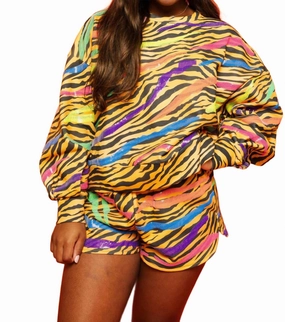 Neon & Tiger Print Short In Multicolor Dynamic Flex Zones Unisex style