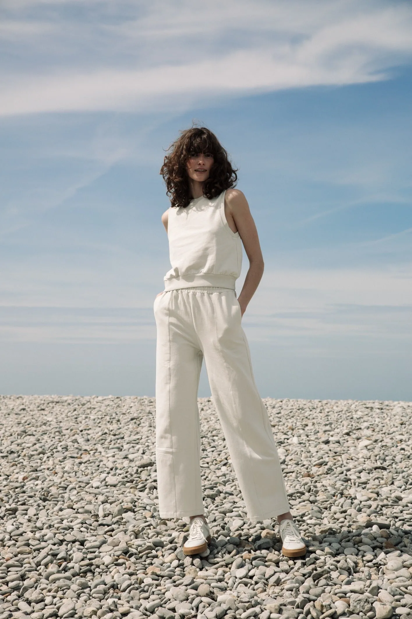 Nerida Organic Cotton Trousers in Stone Casual Performance