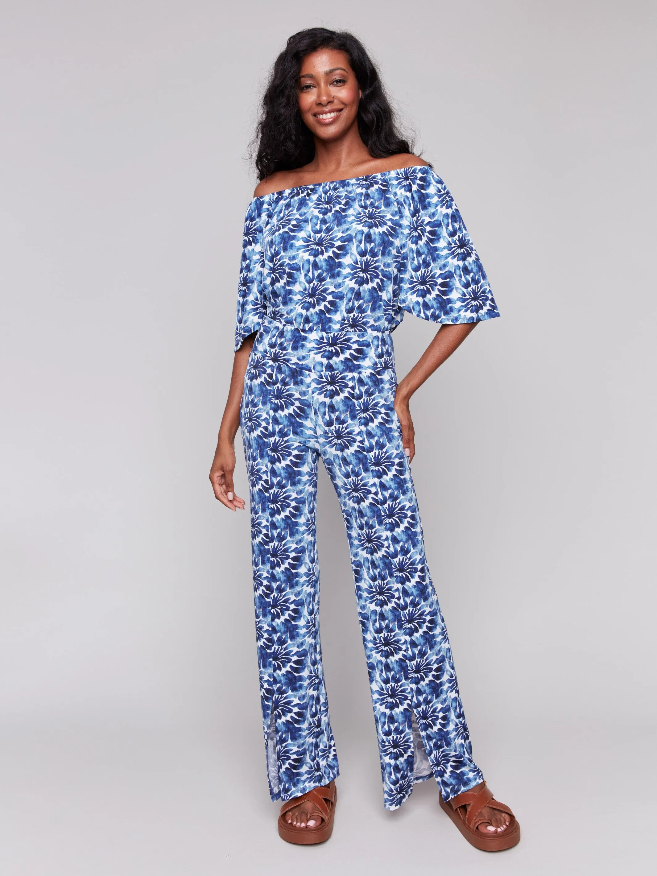 Printed Off-The-Shoulder Top - Lily Flowy Tunic Bold Design