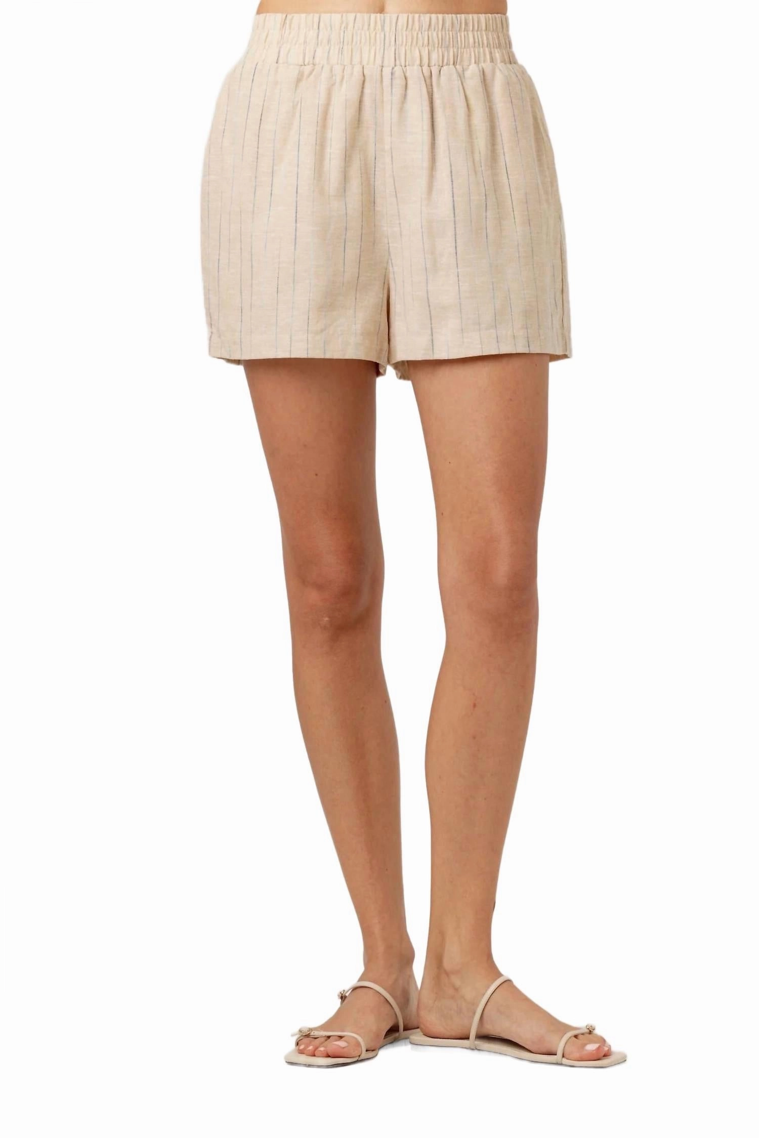 adult clothing Stripe Linen Fuller Shorts In Multi Stripe