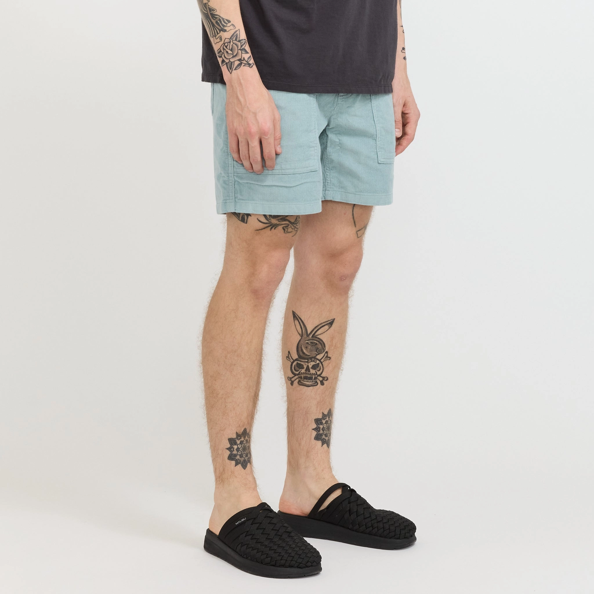 Slim Shape Organic Cotton Cord Utility Shorts - 6 in. Thermal Blue