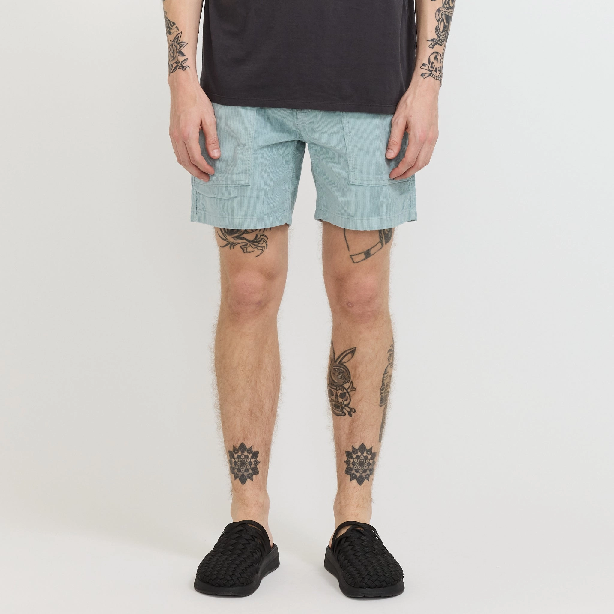 Comfy Active Wear Organic Cotton Cord Utility Shorts - 6 in. Thermal Blue