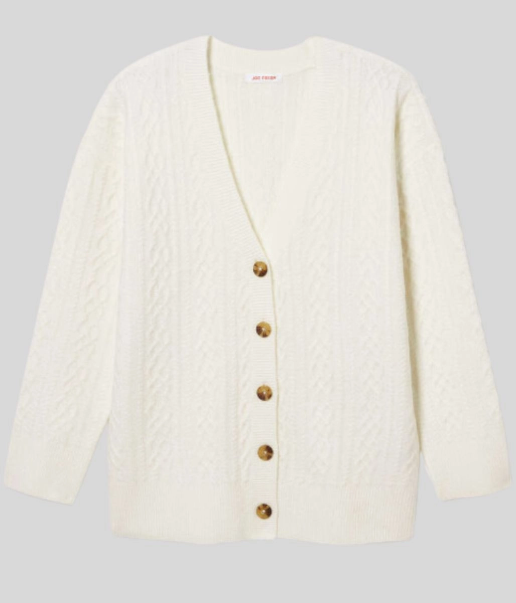 Soft Layering Comfortable Choice White Cable Knit Cardigan