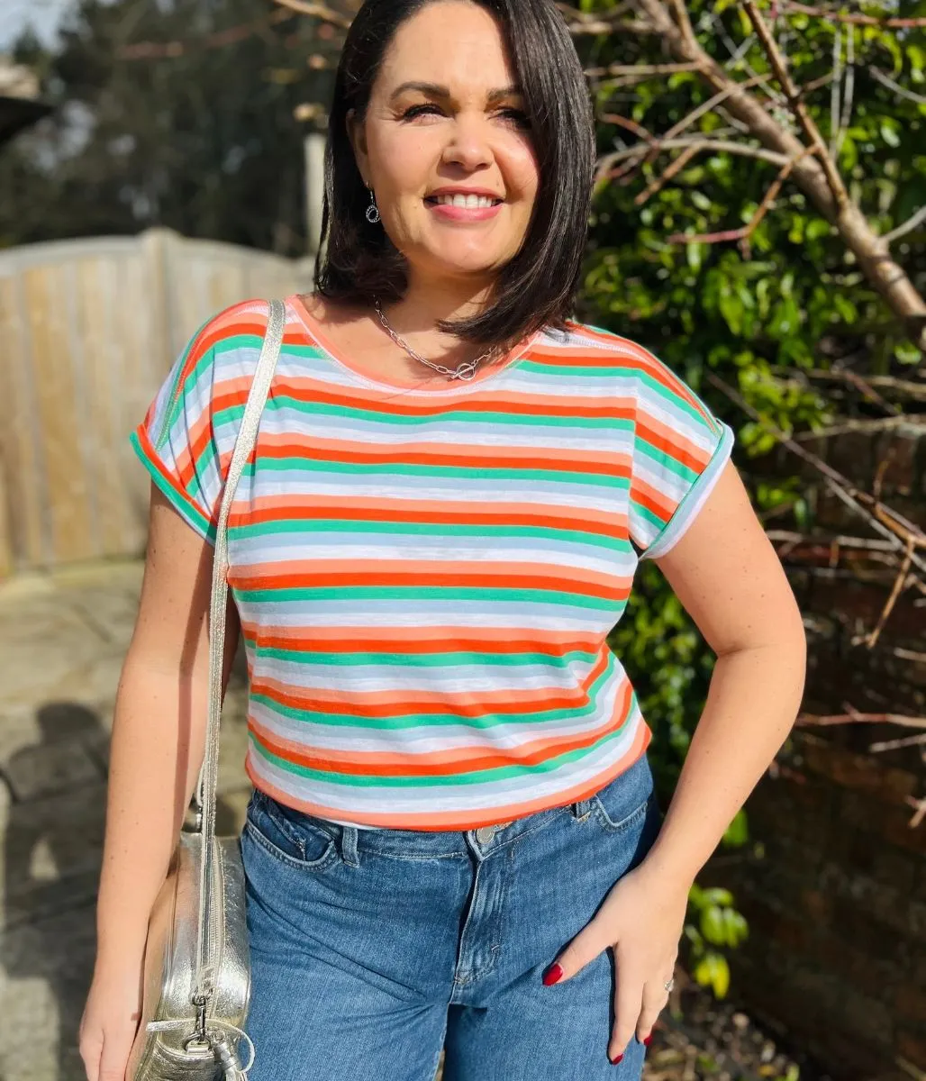 Striped Essentials T Shirt HiddenStoragePocket Stretch Waistband Design