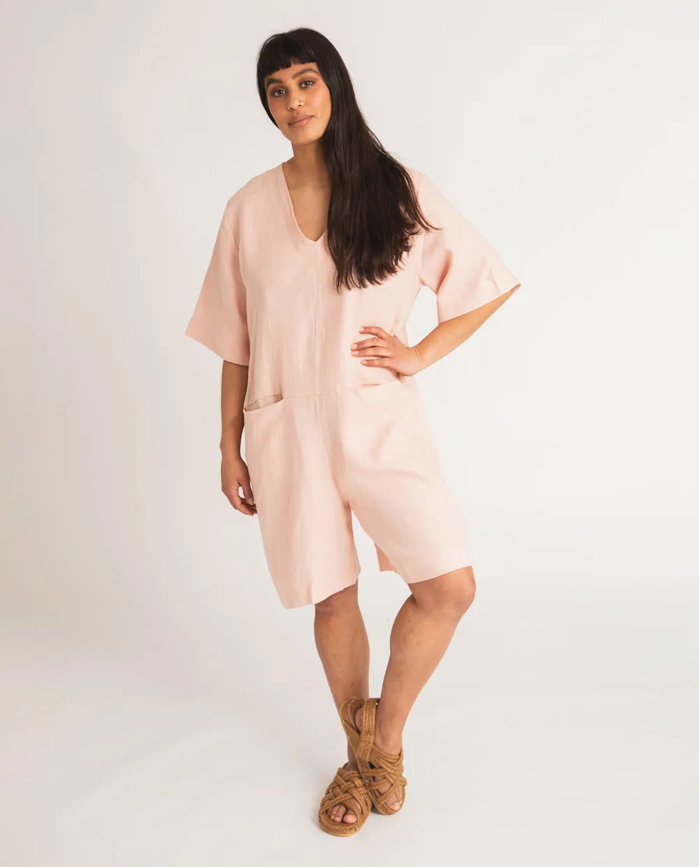 Nova Linen Jumpsuit In Rose Refined fit Timeless Layers