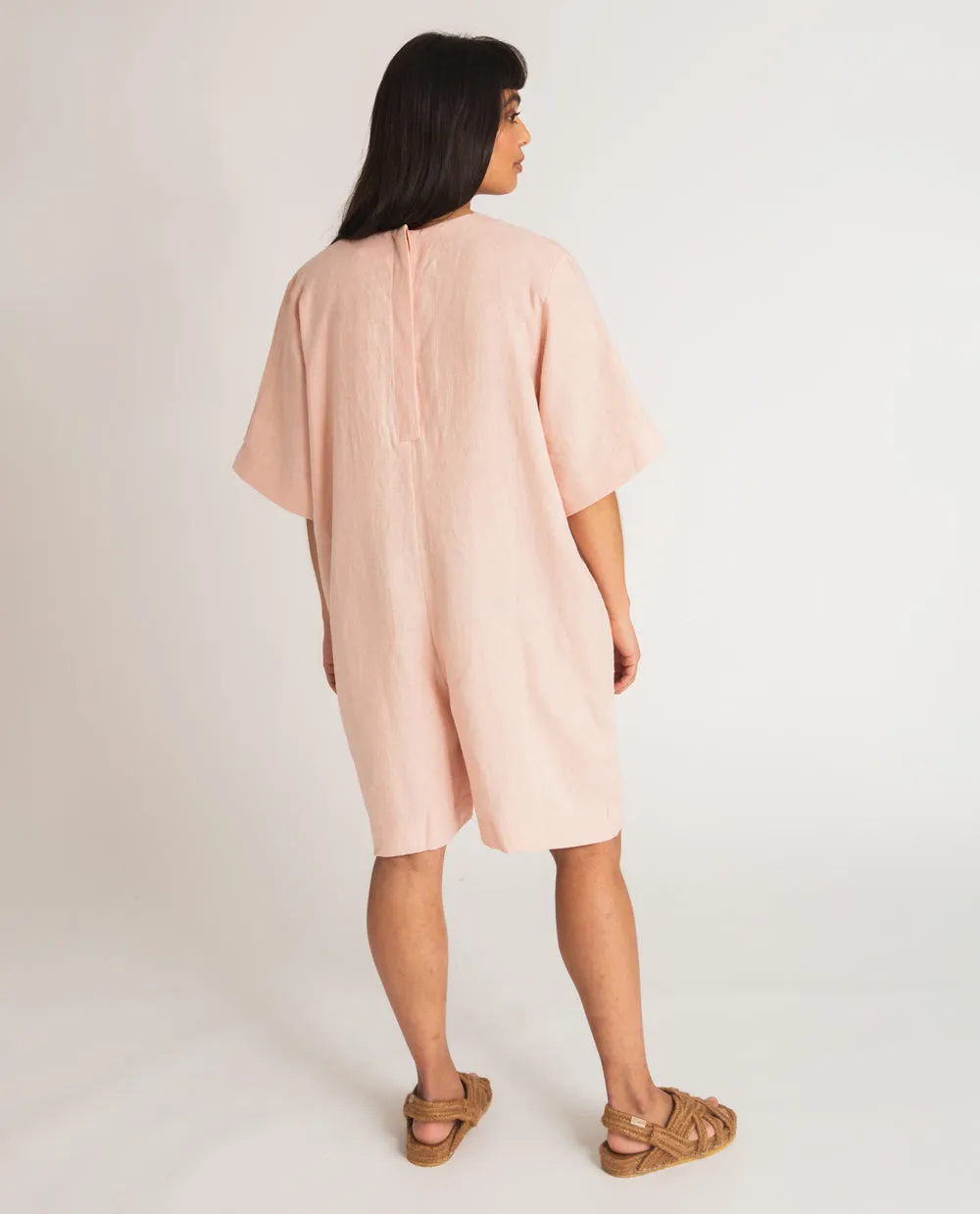 Quick Adjust Fit Nova Linen Jumpsuit In Rose
