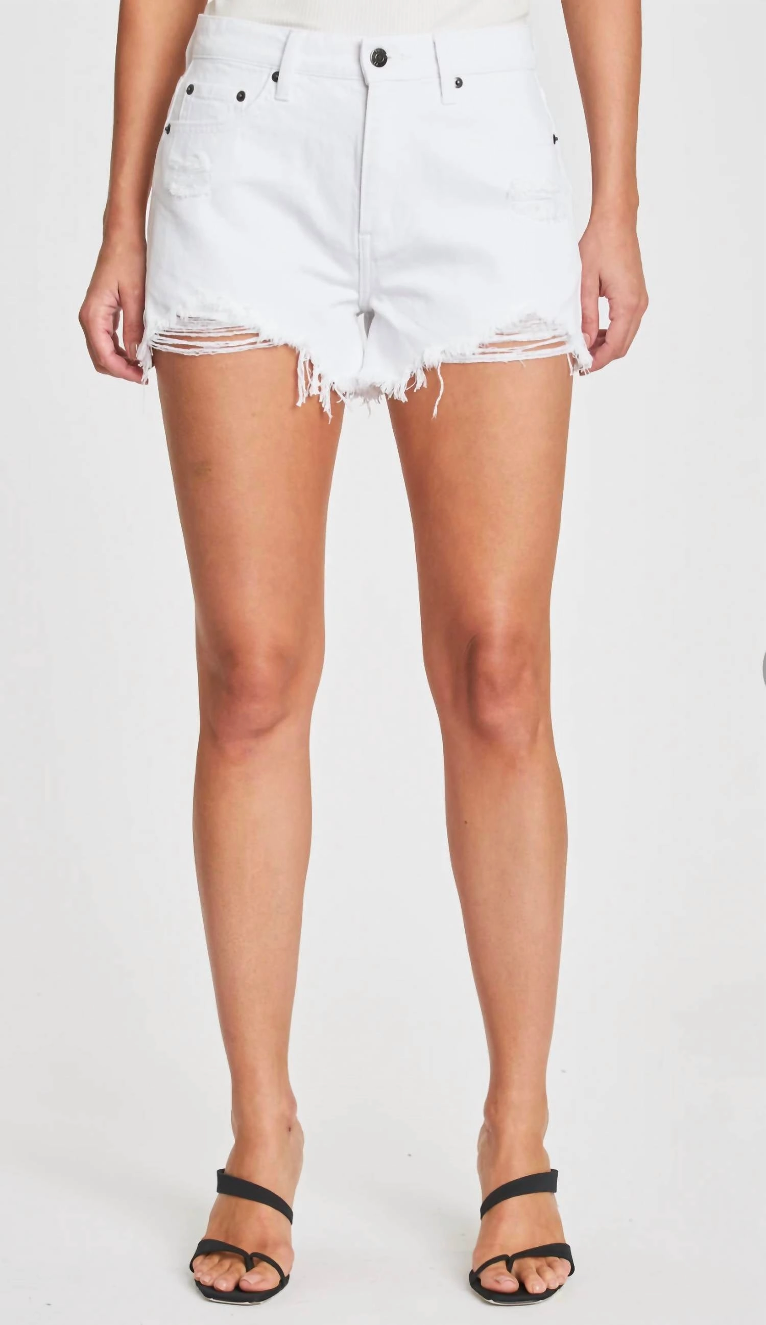 Nova High Rise Relaxed Cut Off In White Lightning Breathable Cut