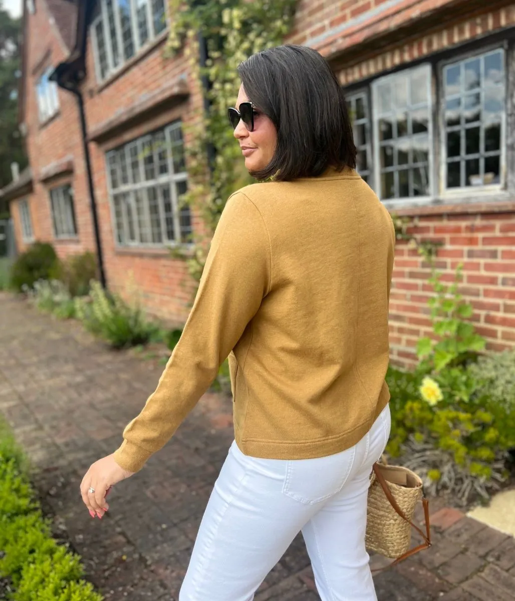 Ochre Ex Seasalt Rippling Tide Jersey Sweatshirt Summer Polo Seamless Knit Design