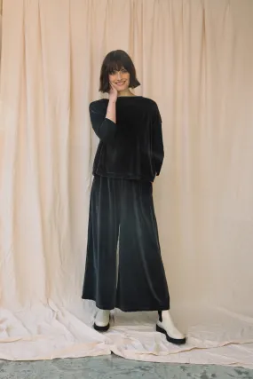 Odette Organic Cotton Velour Trouser in Charcoal Fashion Comfort Wear Ultra Soft