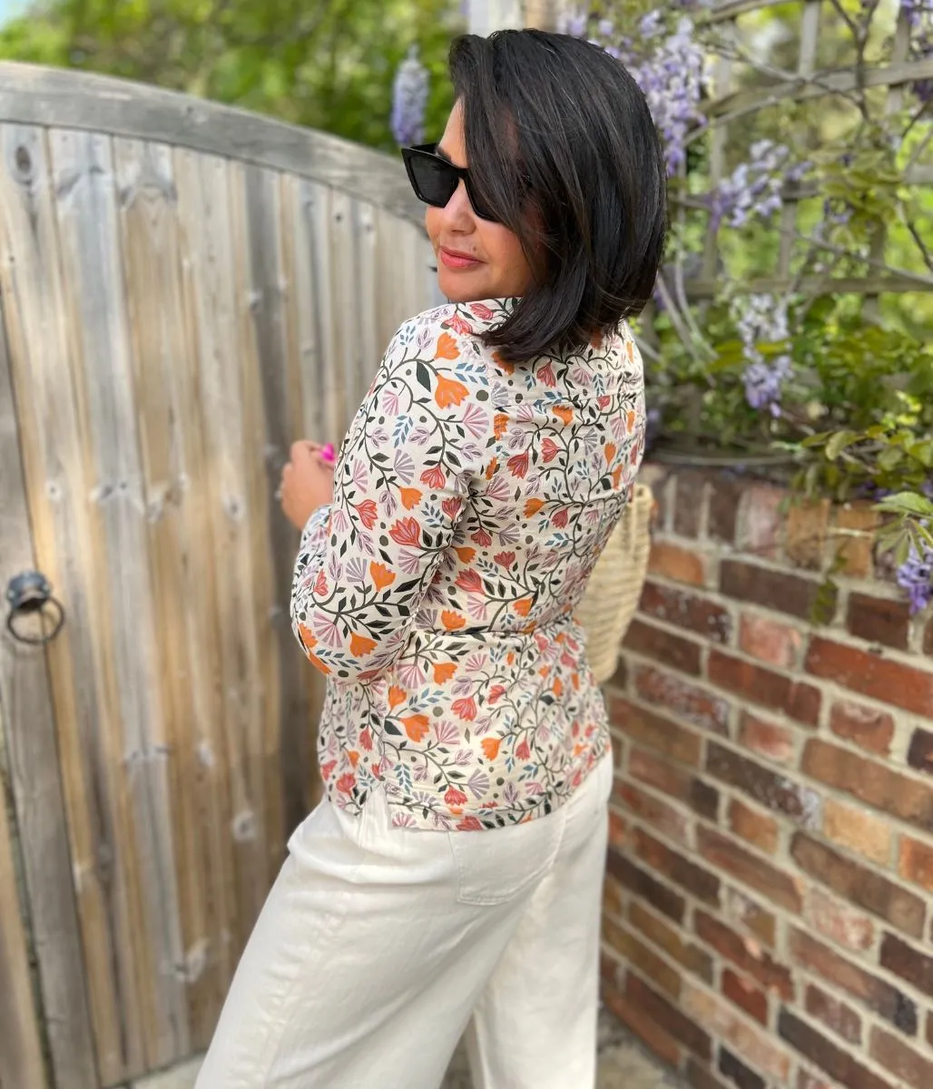 Ex Seasalt Flower Print Larissa Shirt LowImpact Dye Process Adaptive Fit Technology