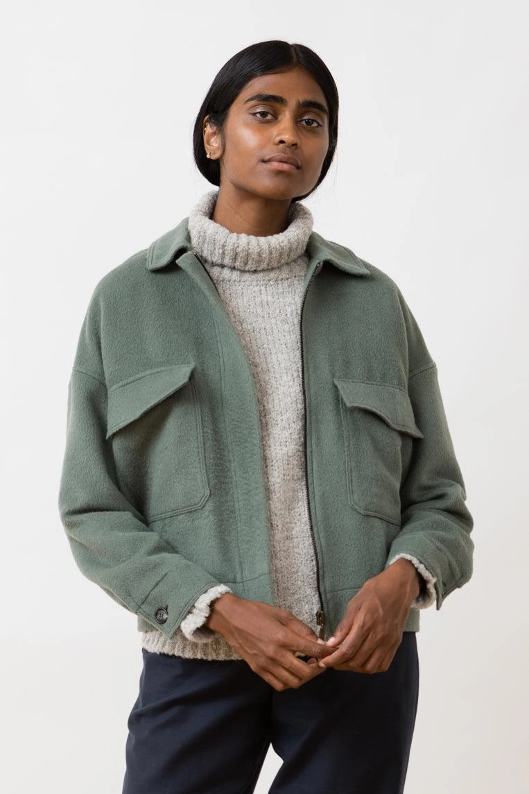 Jacket Cloud Alpaca Stone Green ThermalInsulation Effortless Look