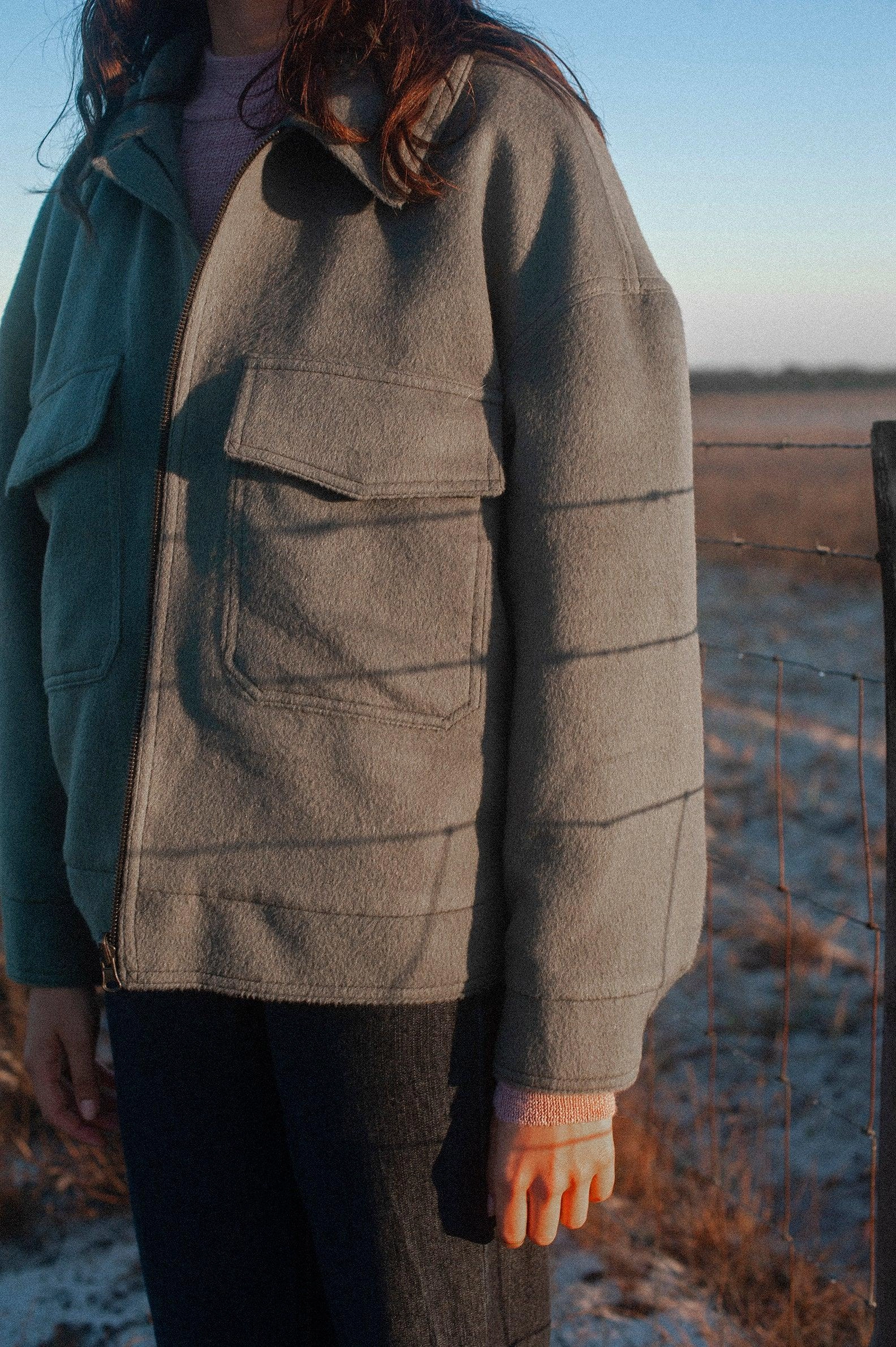 Wind Stop Pre Shrunk Cotton Blend Jacket Cloud Alpaca Stone Green