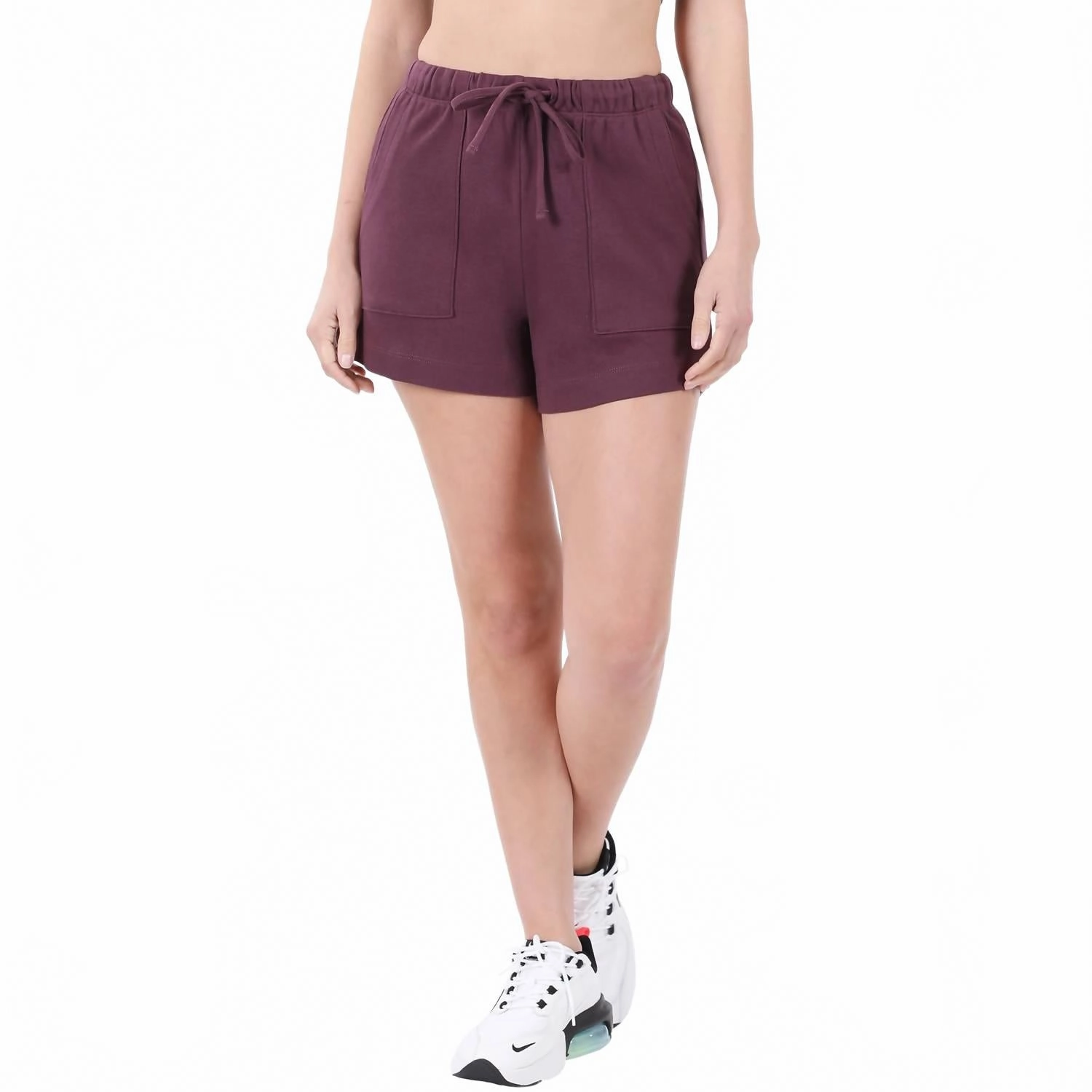 Cotton Drawstring Shorts In Eggplant Flexible Mobility