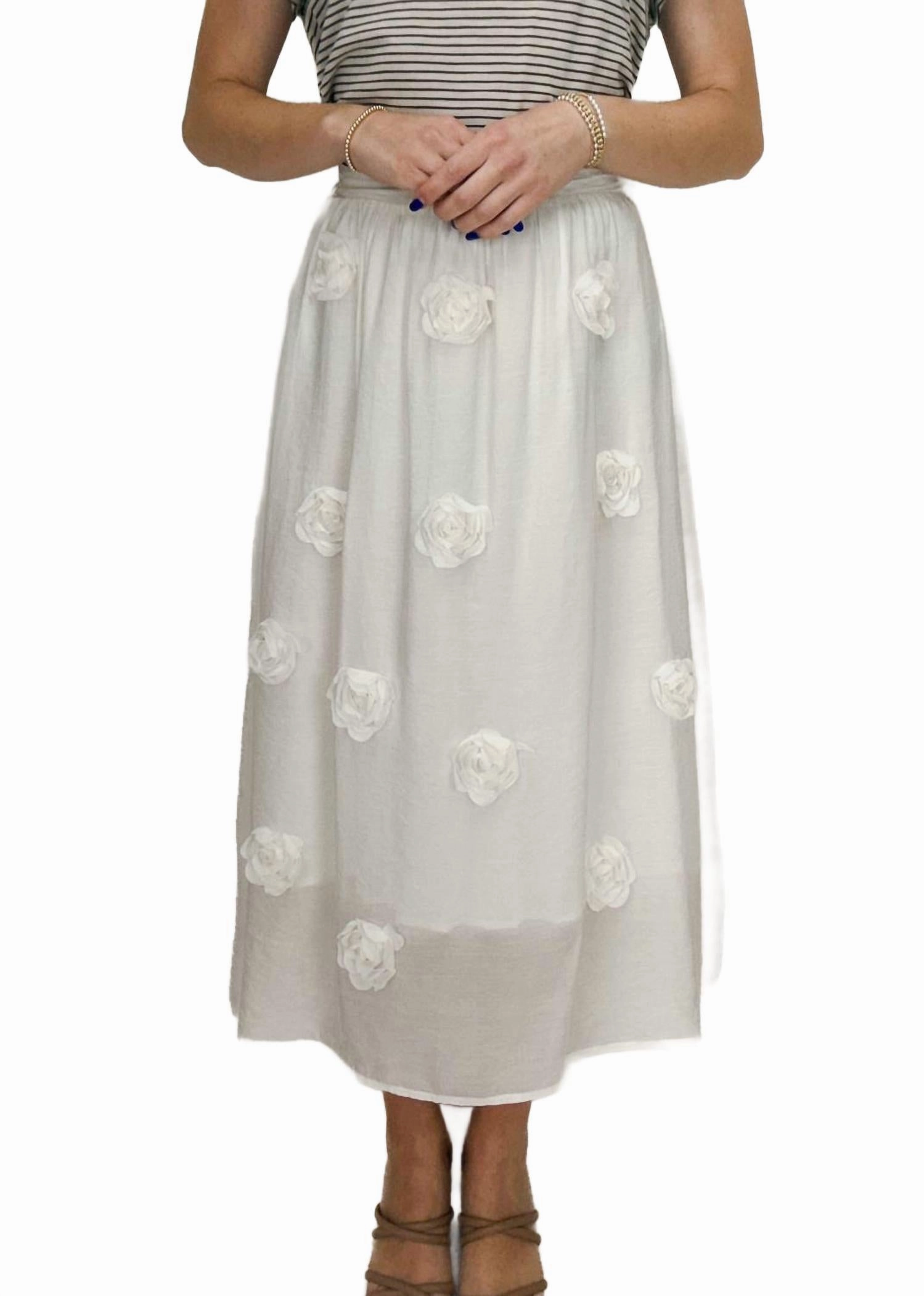 Water Repellent Finish Seamless Edging Falling For You Midi Skirt In White