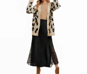 Wrinkle Resistant Seasonal Must-Have Open Front Leopard Cardigan In Oatmeal