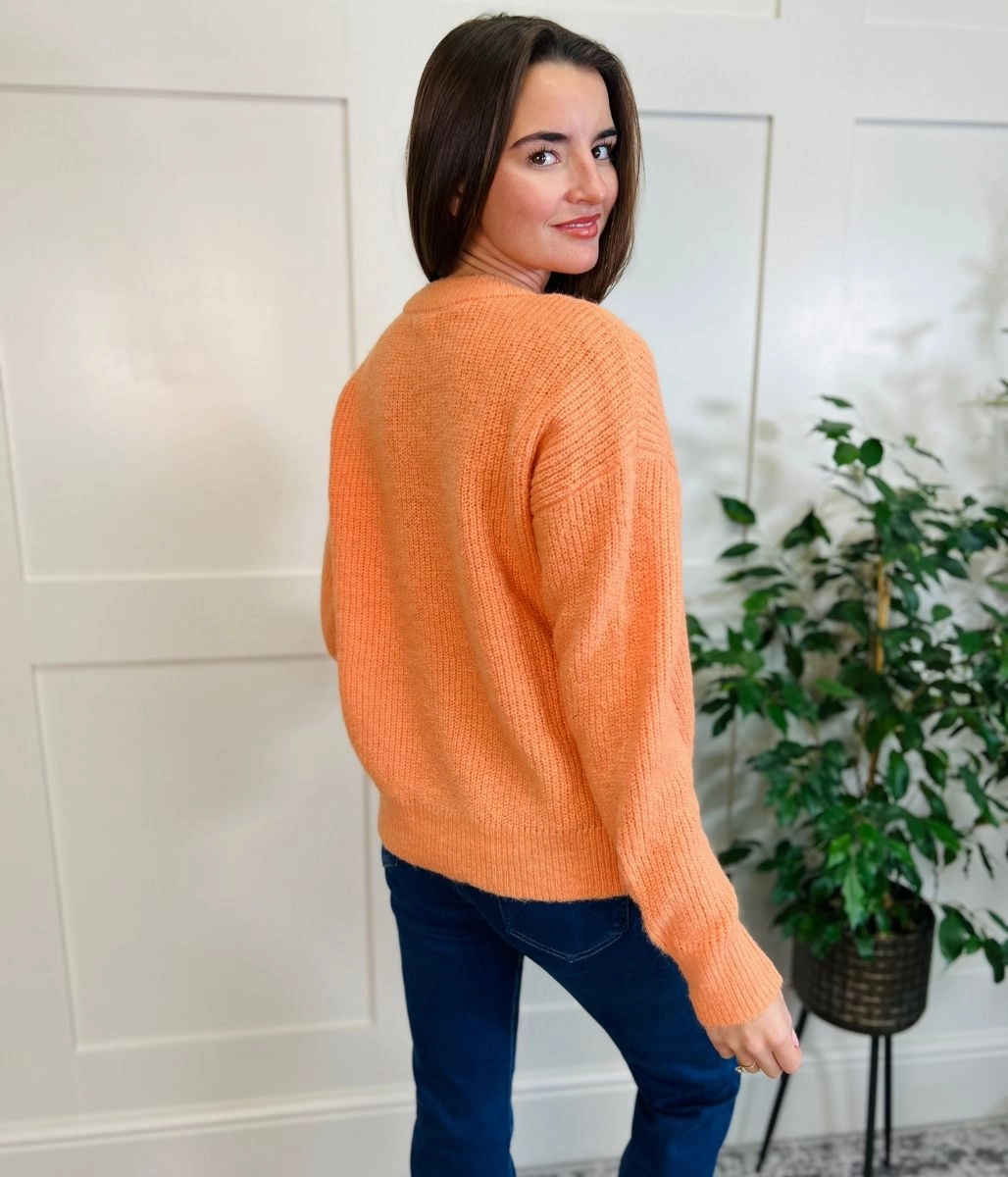 Casual Design Light Fit Design Orange Wool Blend Classic Jumper