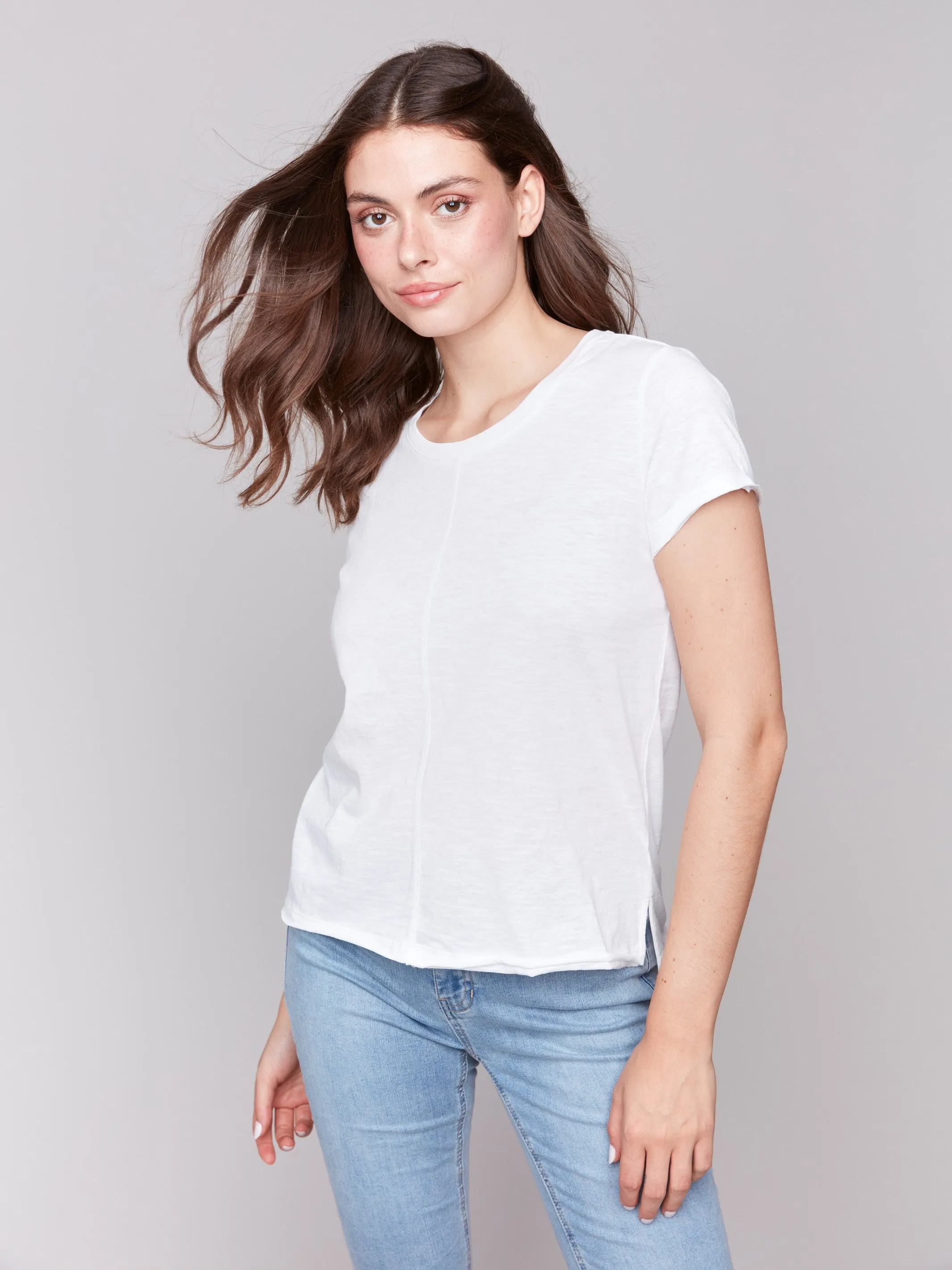 Organic Cotton Slub T-Shirt - White Tear Resistant Reinforcement