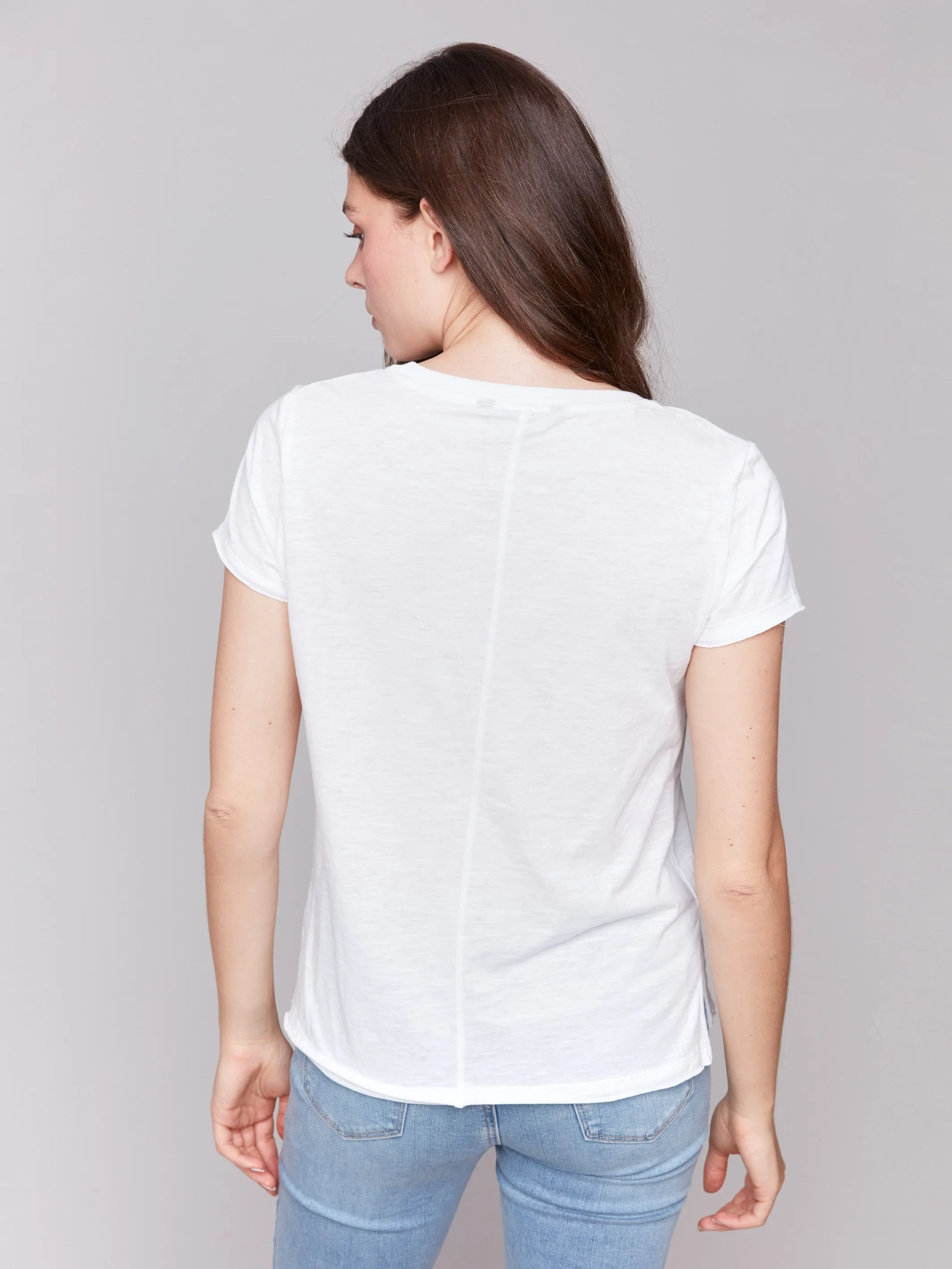 Quick Release Buttons Thermal Insulation Tech Organic Cotton Slub T-Shirt - White