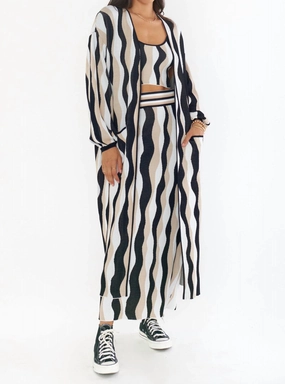 Fashionable Layer Warm Comfort Out And About Cardi In Squiggle Stripe Knit